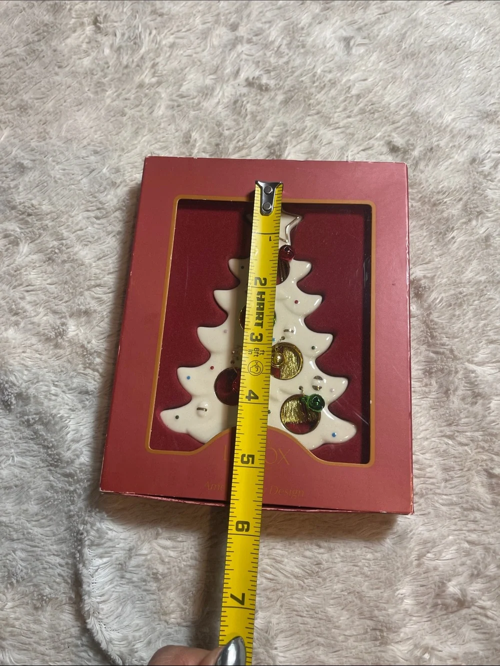 Lenox White Ceramic Tree Ornament with Red, Green & Gold Accents